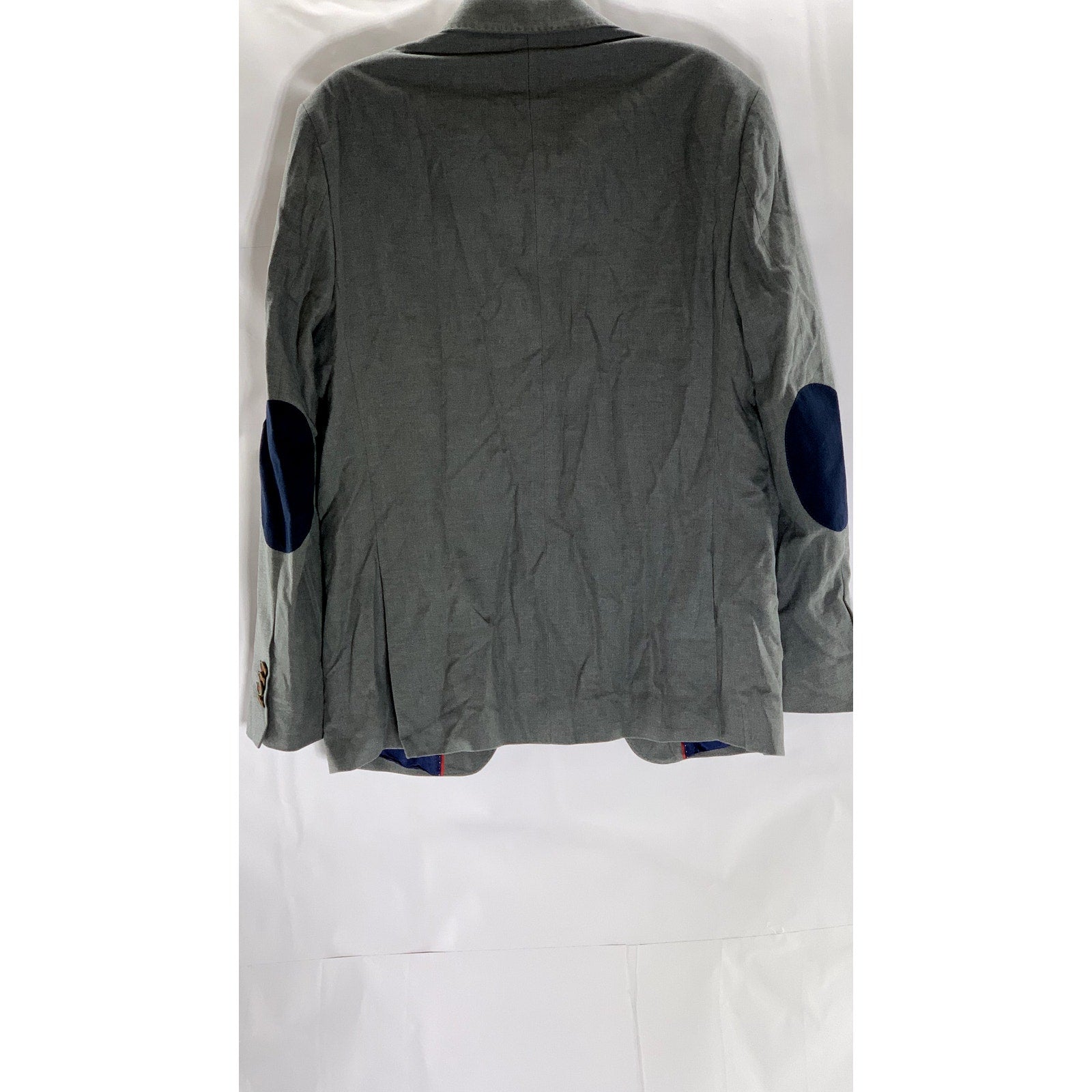 EL GANSO Men's Gray Two-Button Elbow Patch Regular-Fit Blazer SZ 52(US42)