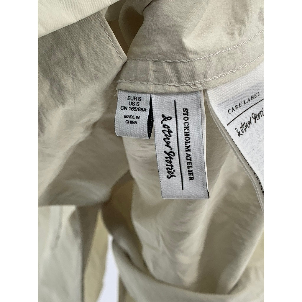 & OTHER STORIES Women's Beige Button-Up Belted Trench Coat SZ S