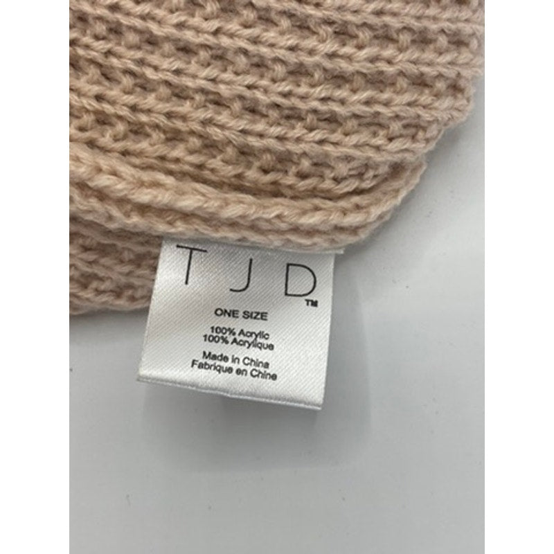 T J D Women's Blush Pink Cable Knit Ribbed Beanie SZ OS