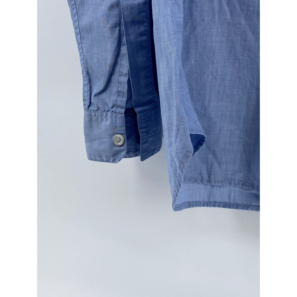 MARGARET HOWELL Men's Light Blue Solid Regular-Fit Button-Up Cotton Shirt SZ XS