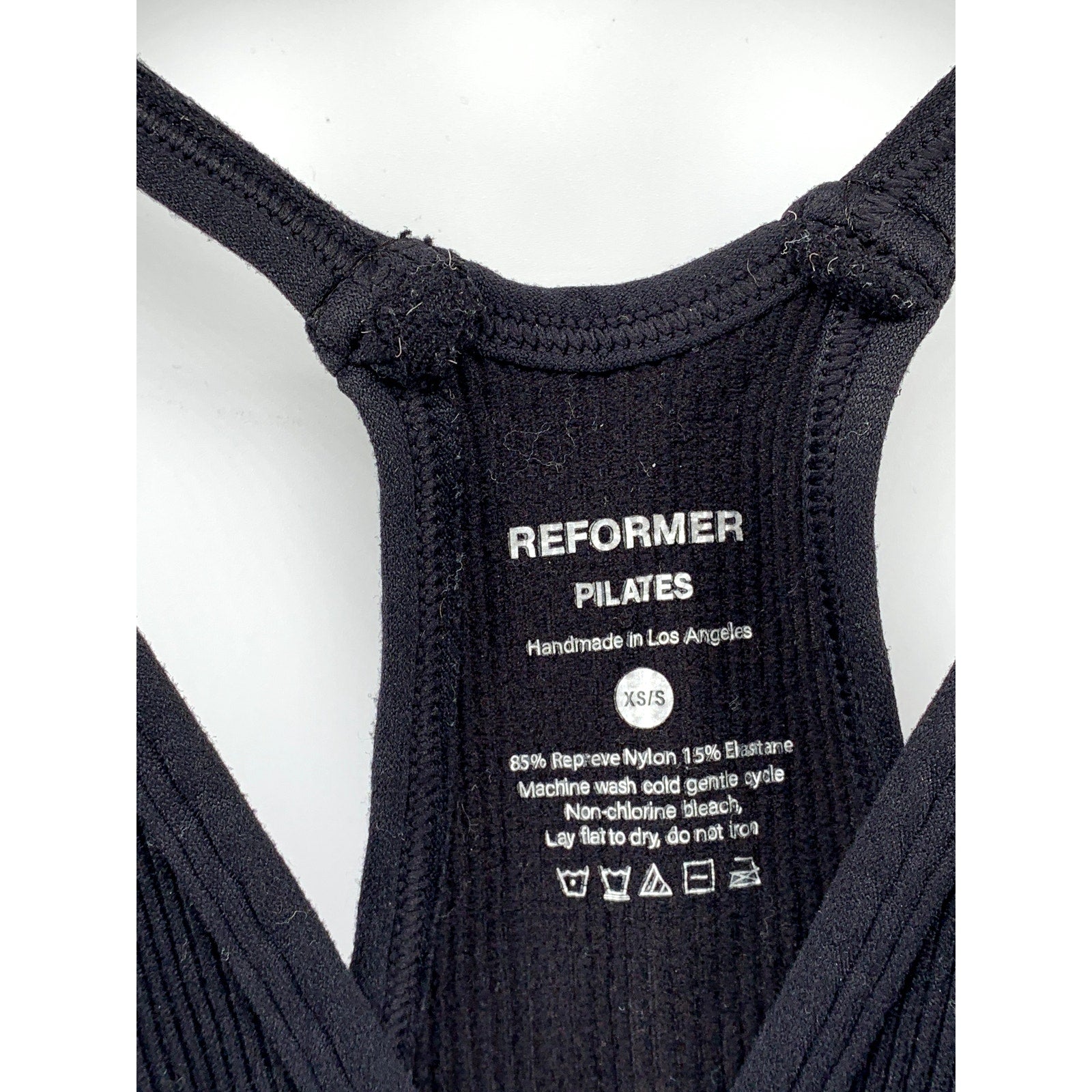 REFORMER Women's Black Ribbed V-Neck Racerback Cropped Tank Top SZ XS/S