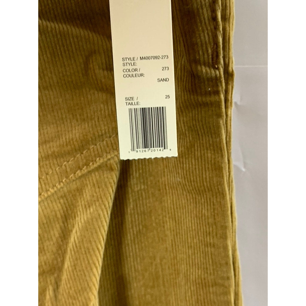 MARC JACOBS Women's Sand Brown Five-Pocket Wide-Leg Corduroy Cropped Pants SZ 25