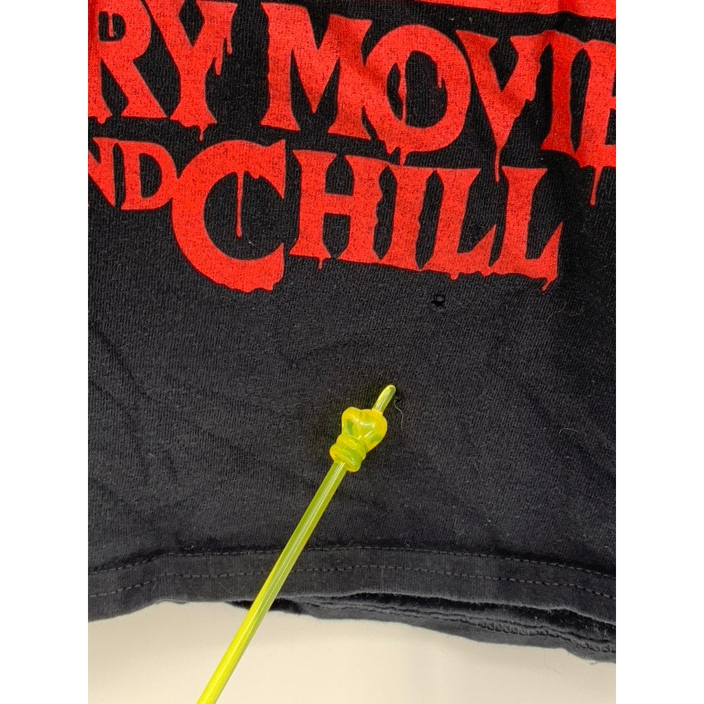 GHOST FACE Unisex Black Scary Movies & Chill Graphic Short Sleeve T-Shirt SZ S