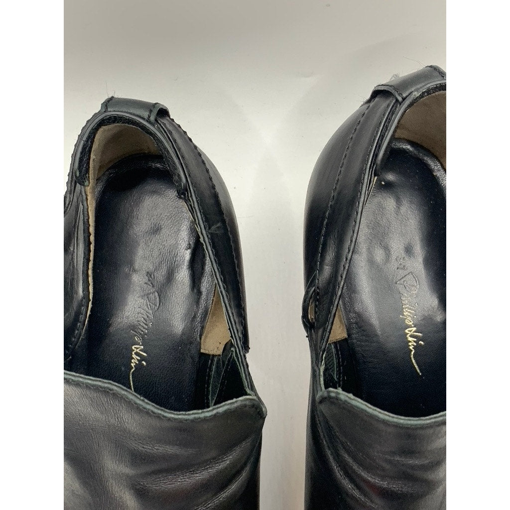 3.1 PHILLIP LIM Women's Black Leather Block Heel Ankle Boots SZ 38(8)