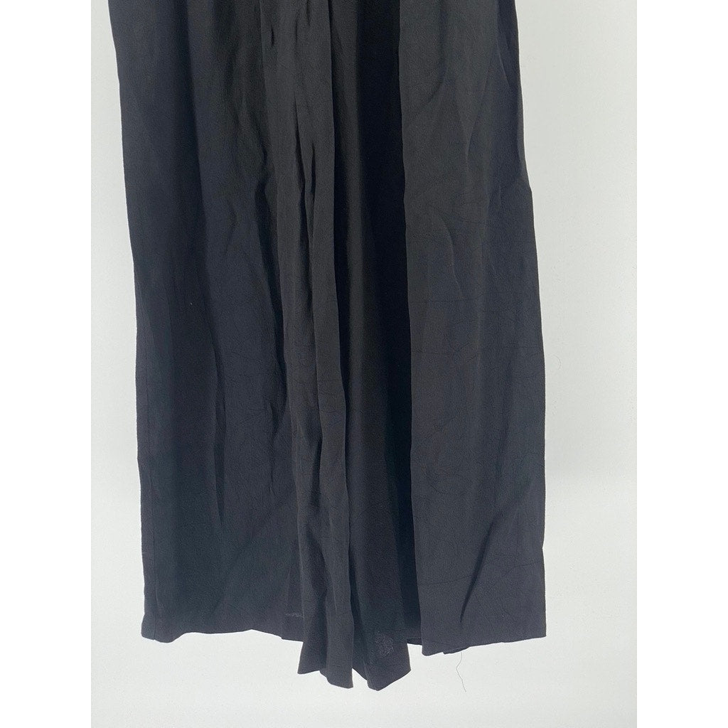 UNBRANDED Women's Black Solid Crewneck Short Sleeve Back Zipper Jumpsuit SZ S