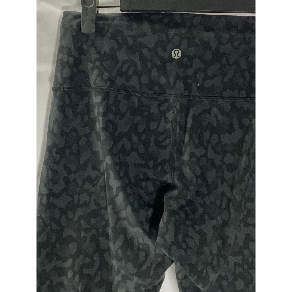 LULULEMON Women's Black-Gray Leopard Camo Print Align High-Rise Ankle Pant SZ S
