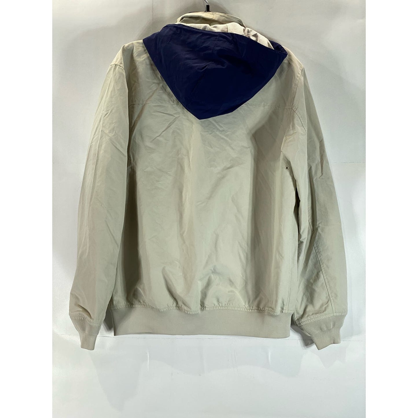 LANDS' END Men's Beige Tall Removable Hood Zip-Up Bomber Jacket SZ M/T