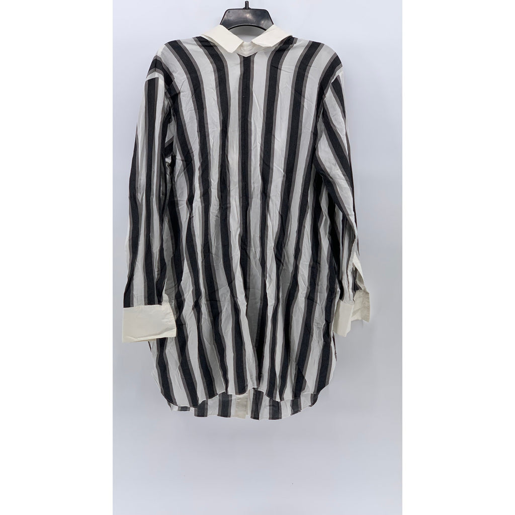 KENDALL & KYLIE Women's White-Black Striped Button-Up Shirt Dress SZS