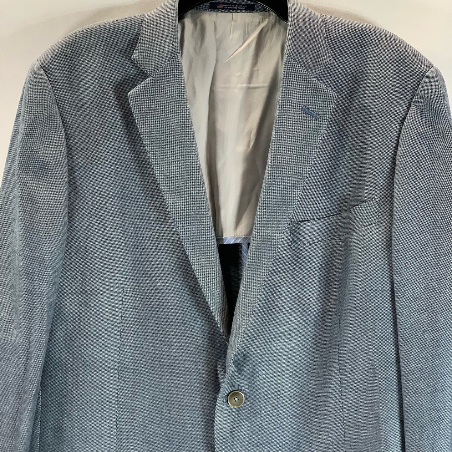 HART SCHAFFNER MARX Men's Blue Textured Two-Button Long Sport Coat SZ 44L