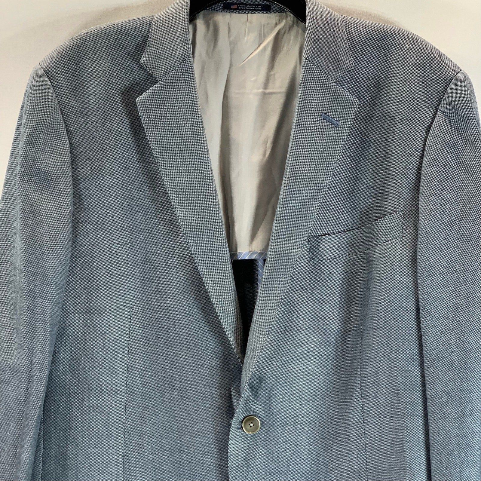 HART SCHAFFNER MARX Men's Blue Textured Two-Button Long Sport Coat SZ 44L