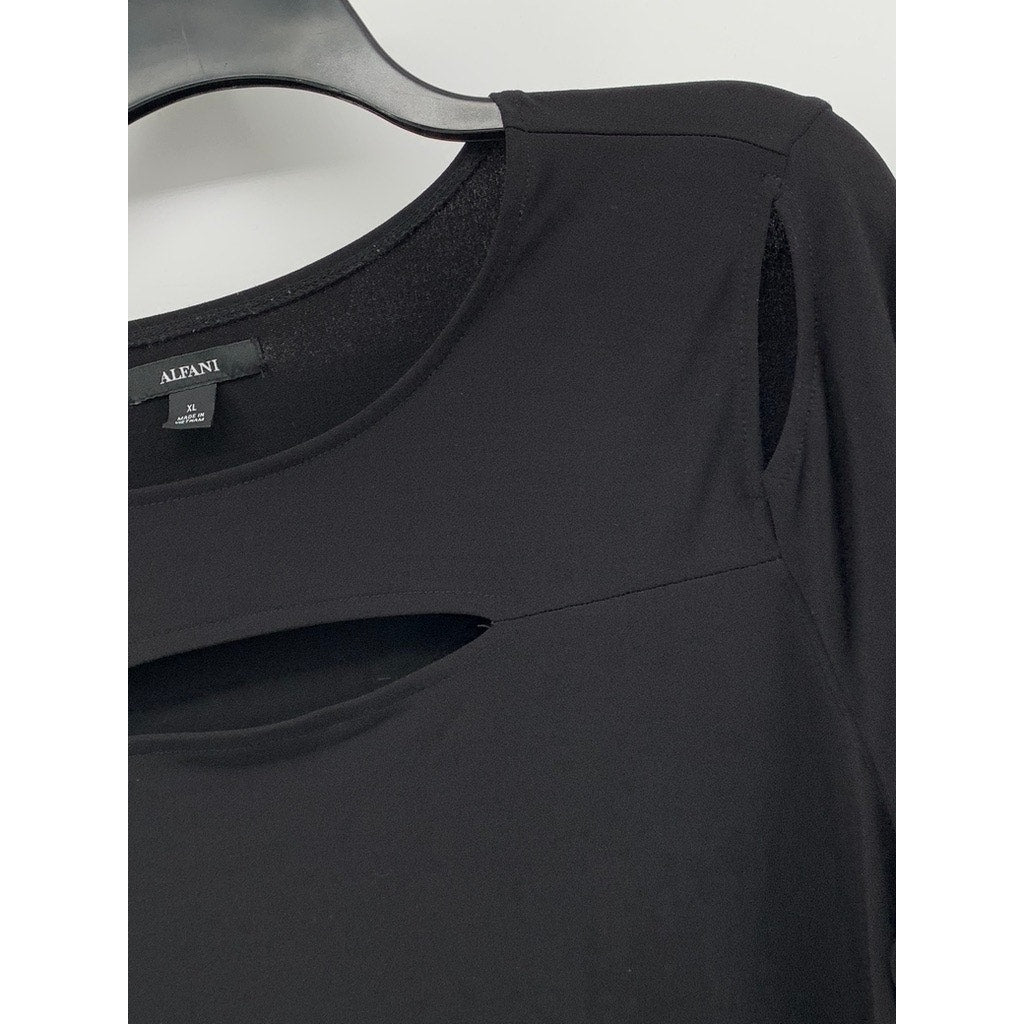 ALFANI Women's Black Cutout Long Sleeve Top SZ XL