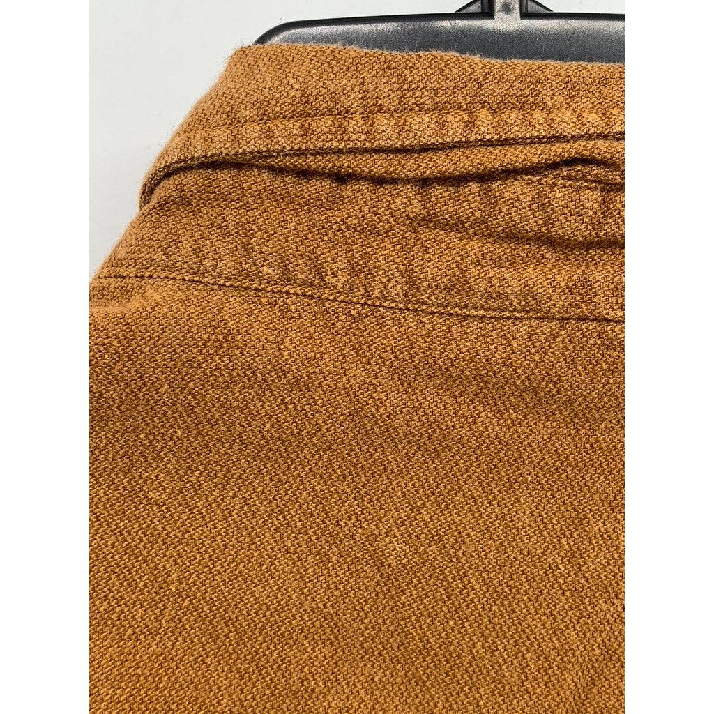 FRANK AND OAK Men's Brown Textured Regular-Fit Button-Up Long Sleeve Shirt SZ L