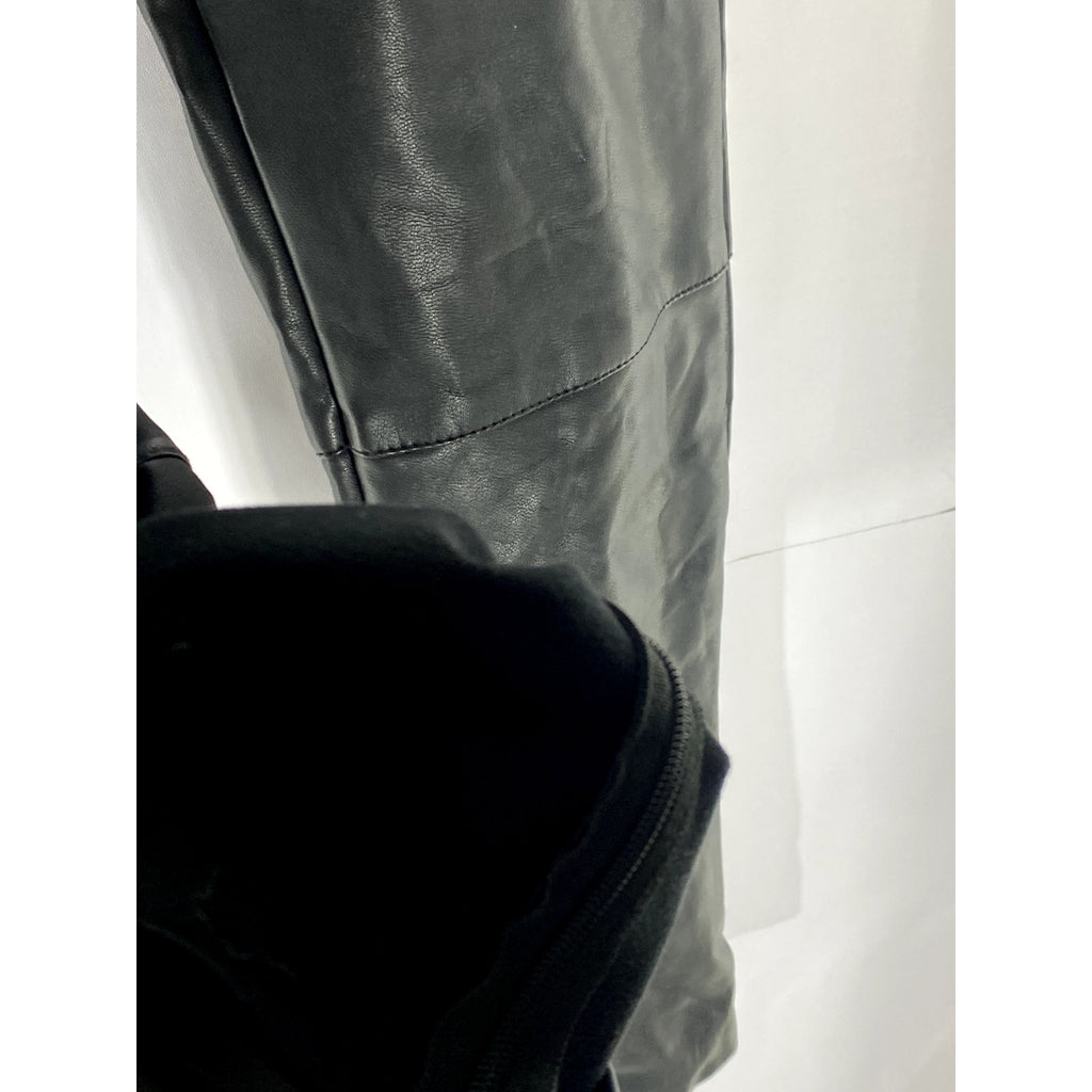 ZARA Women's Black Solid Faux-Leather High-Rise Zipper-Ankle Leggings SZ 10
