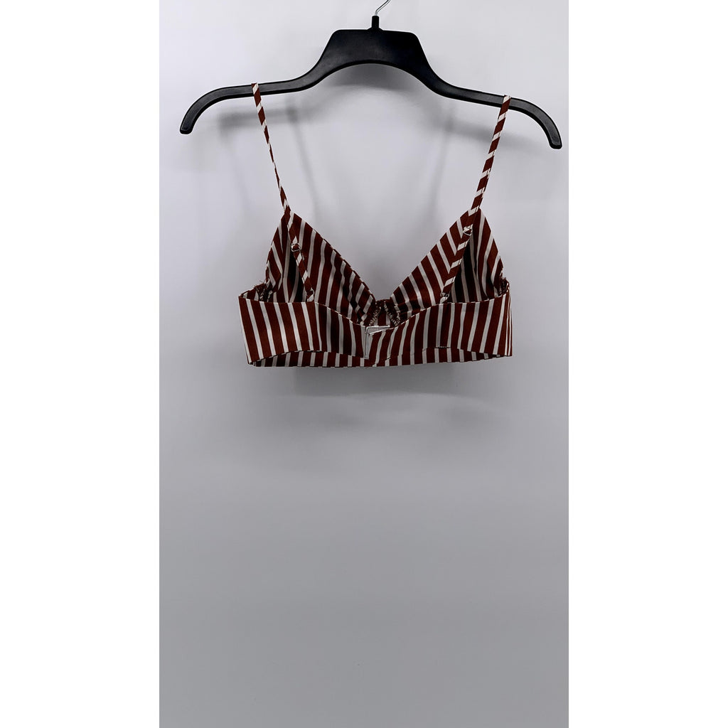UNBRANDED Women's Brown-White Striped Bralette SZ S