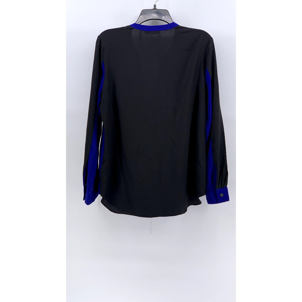 SOFIA SOFIA VERGARA Women's Black-Blue V-Neck Long Sleeve Top SZ L