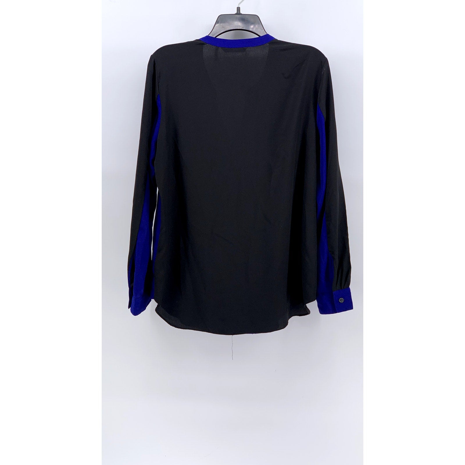SOFIA SOFIA VERGARA Women's Black-Blue V-Neck Long Sleeve Top SZ L