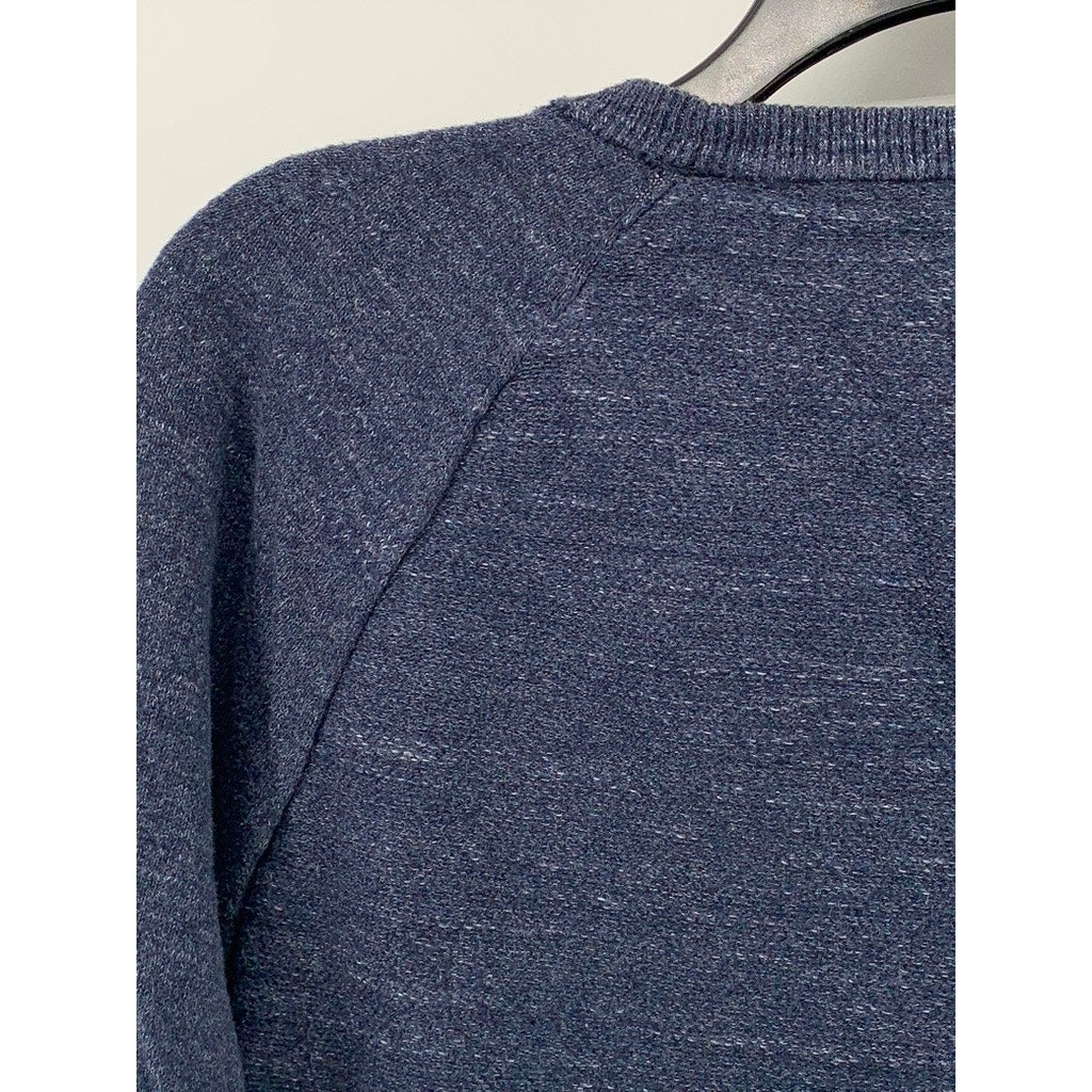 J.CREW Men's Blue Heather Cotton Crewneck Slim-Fit Knit Pullover Sweater SZ M
