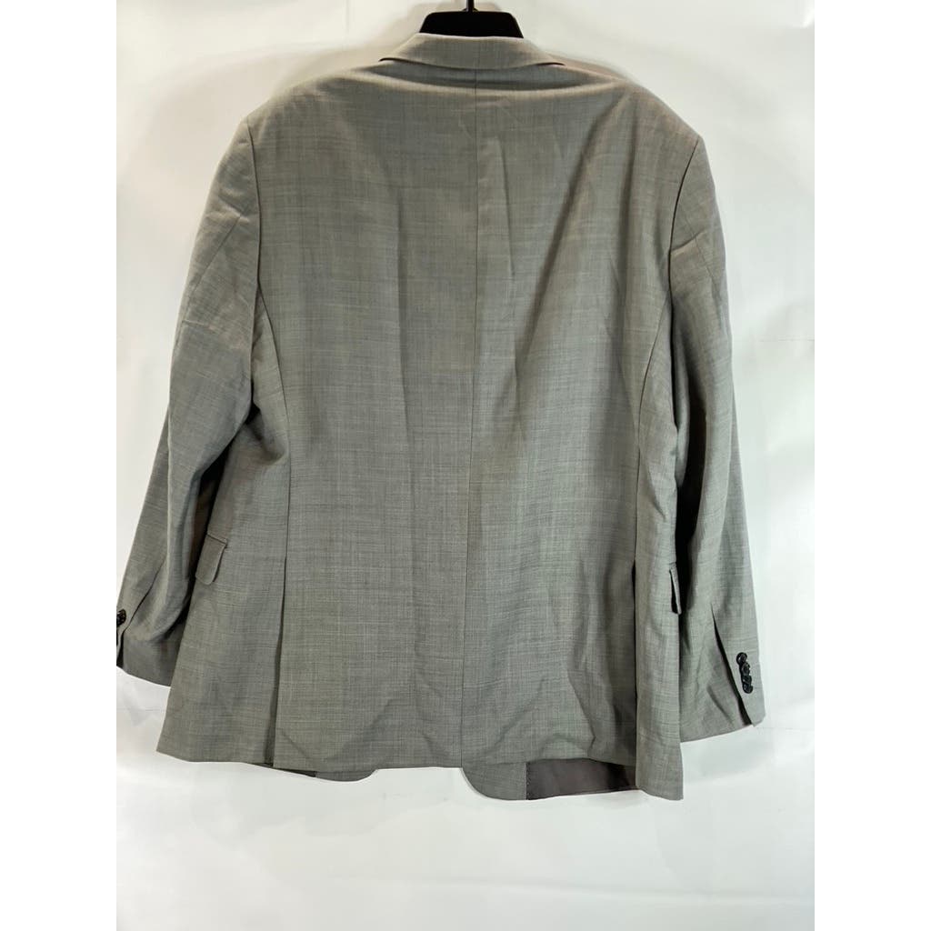 TOMMY HILFIGER Men's Grey Sharkskin Modern-Fit Wool Two-Button Suit Jacket SZ44R