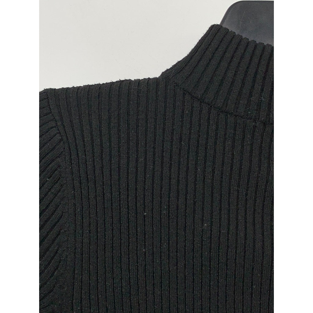 HIPPIE ROSE Juniors' Black Ribbed Teardrop Cutout Mock-Neck Top SZ XS