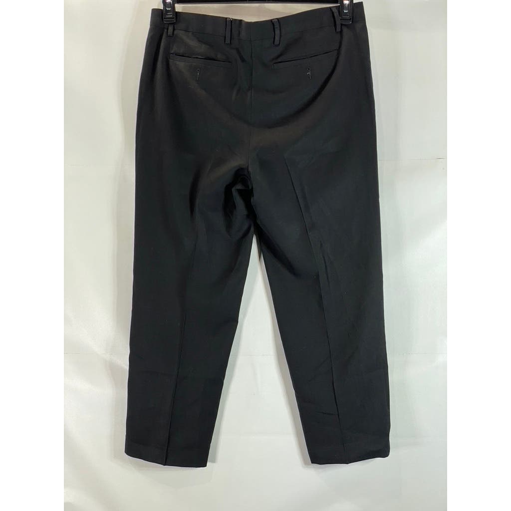 LANDS' END Men's True Black Traditional-Fit Pleated Wool Dress Pants SZ 36