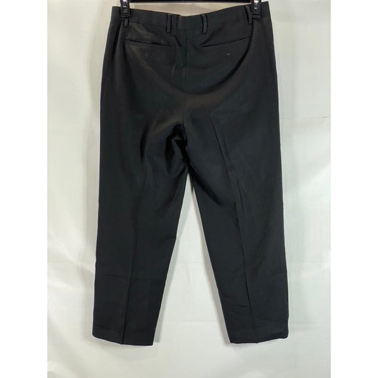 LANDS' END Men's True Black Traditional-Fit Pleated Wool Dress Pants SZ 36
