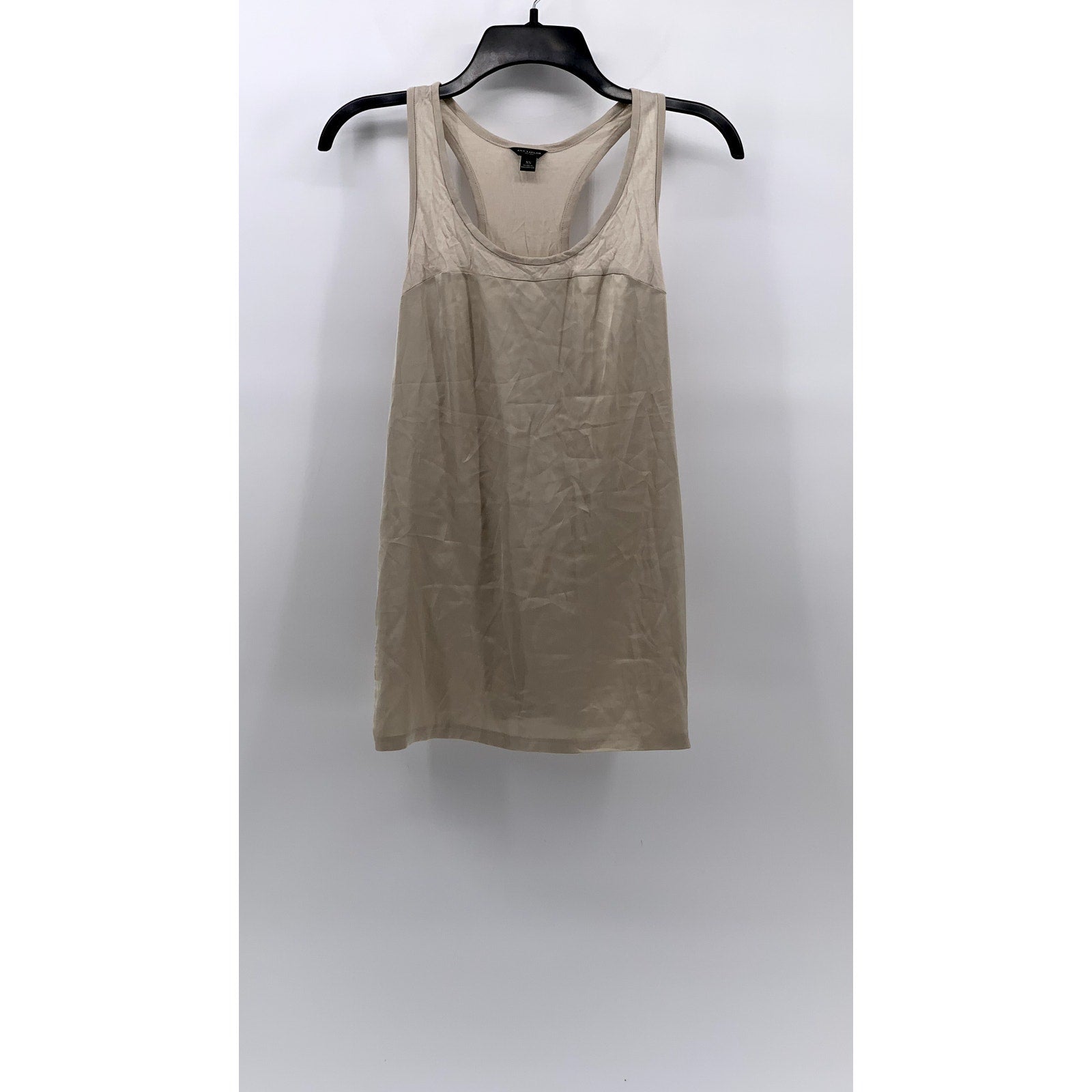 ANN TAYLOR Women’s Beige Satin Scoop-Neck Lightweight Tank Top SZ XS