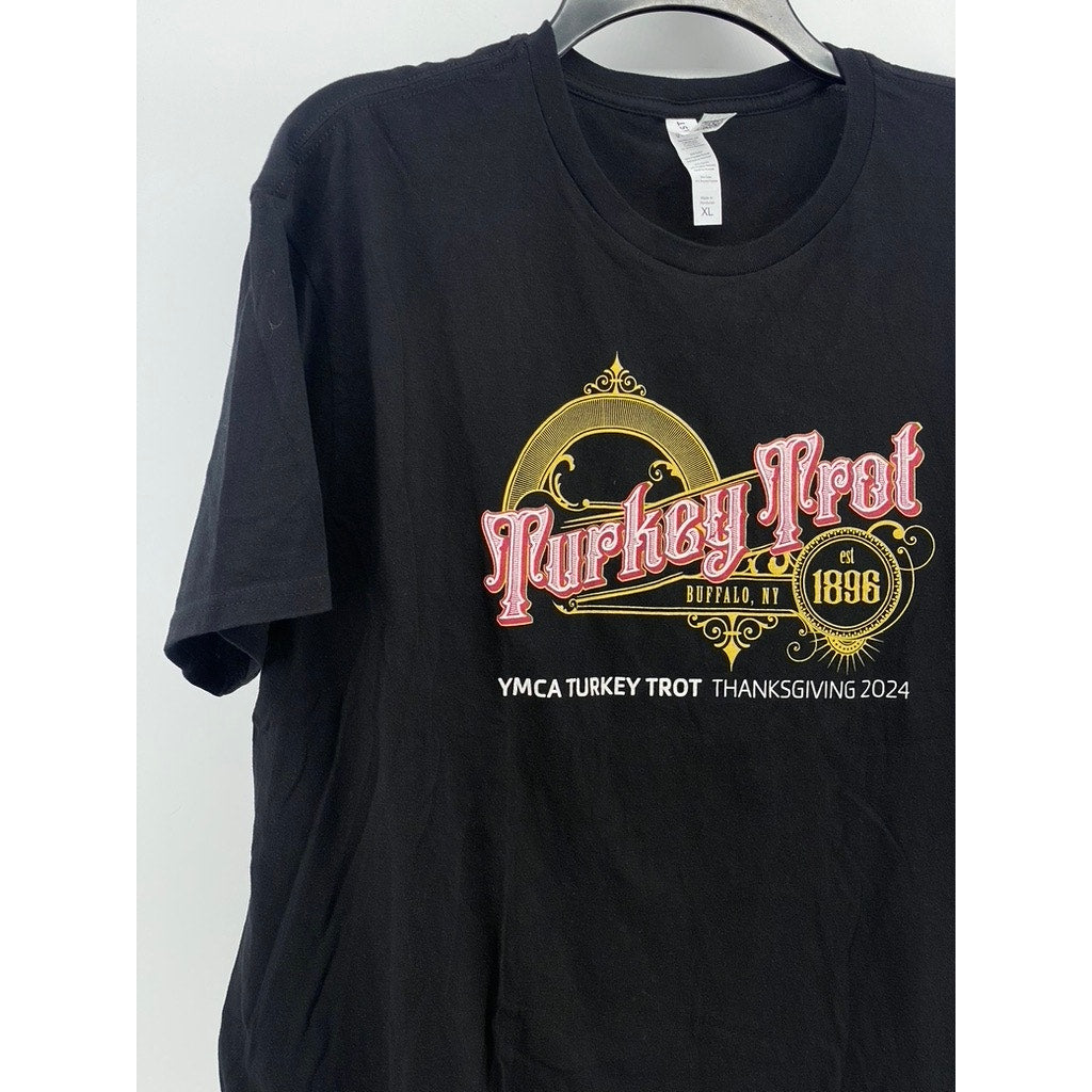 THREADFAST APPAREL Men's Black Epic Turkey Trot Graphic Crewneck T-Shirt SZ XL