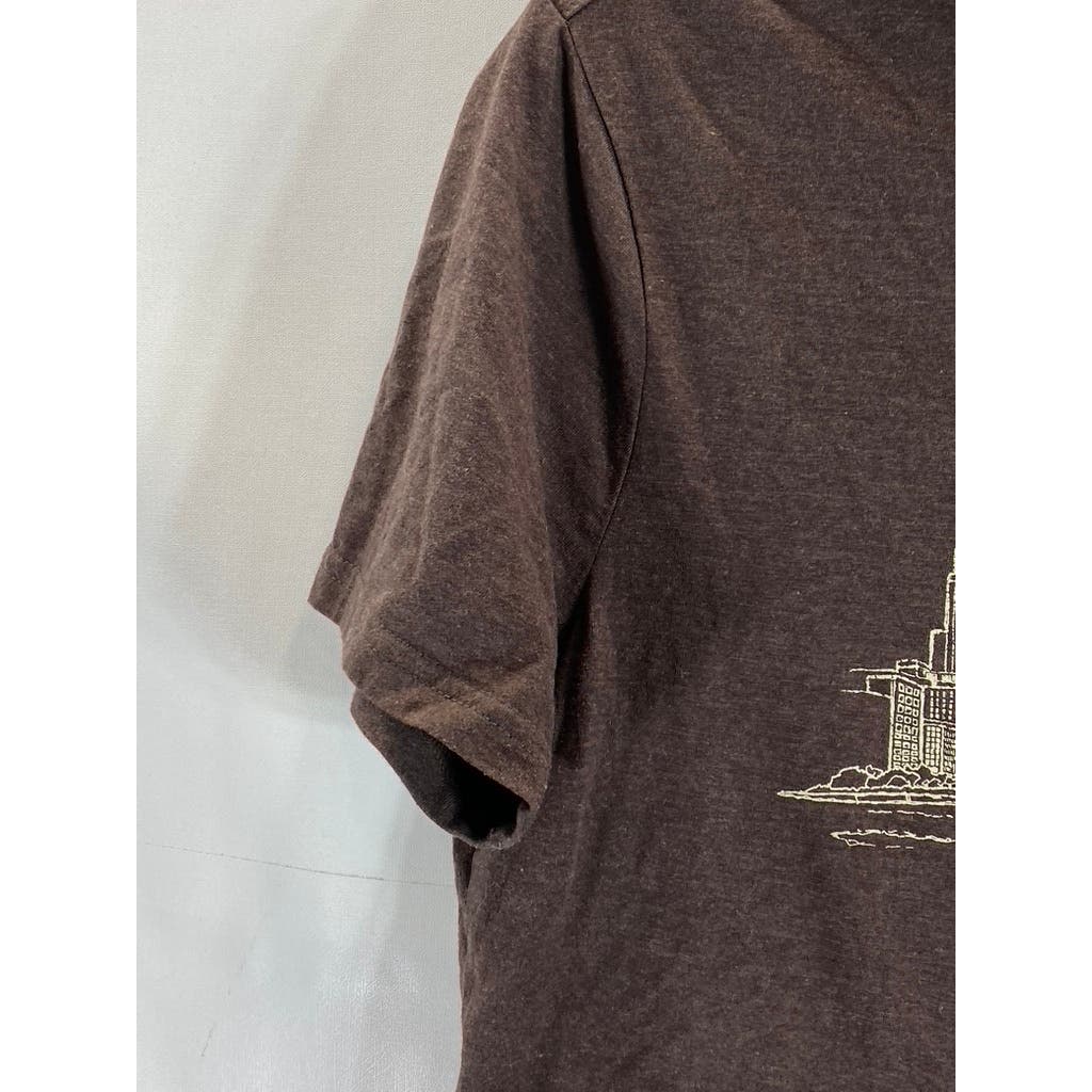 BANANA REPUBLIC Men's Cabin Brown New York Skyline Graphic Crewneck T-Shirt SZ S