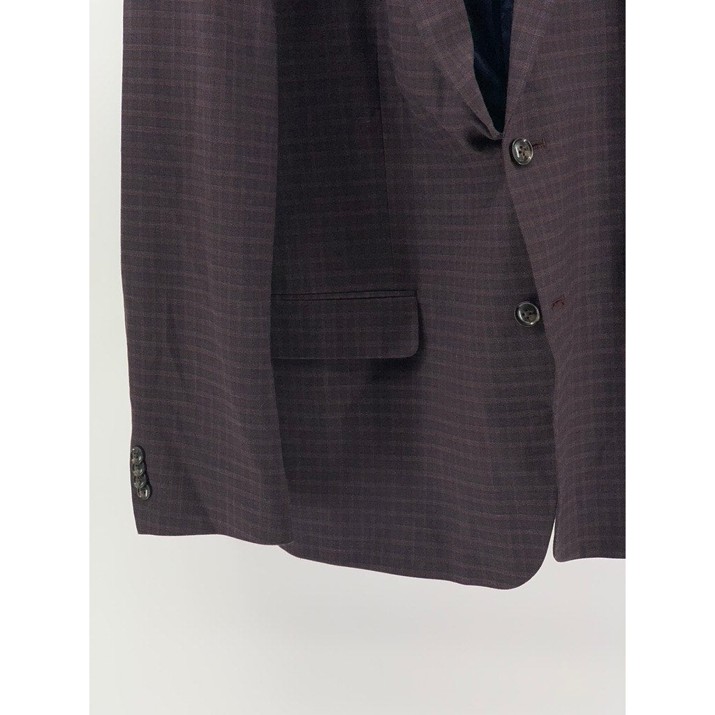 TOMMY HILFIGER Men's Brown Micro Grid Two-Button Blazer SZ 48R