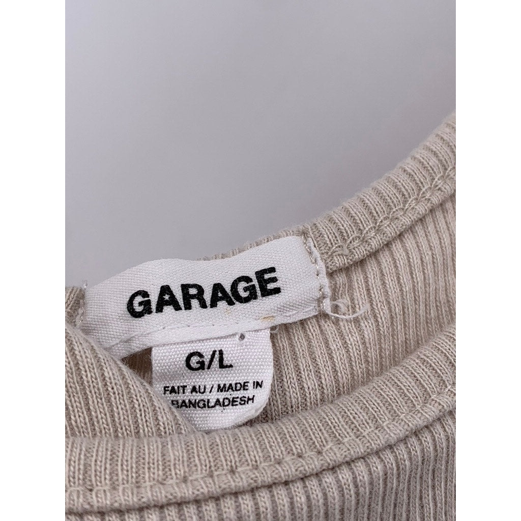 GARAGE Women's Cotton Light Brown Venice Beach Cropped Tank Top SZ L