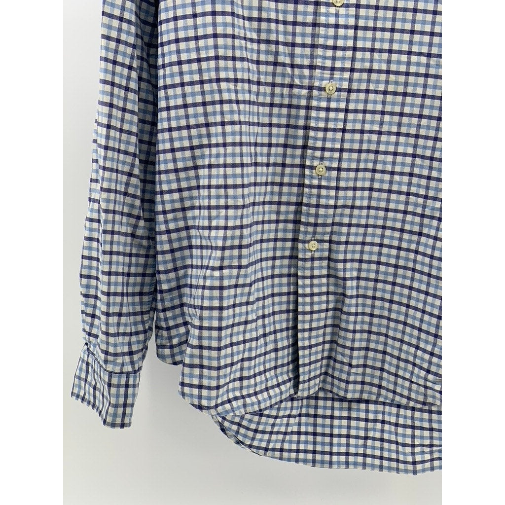 RALPH LAUREN Men's Blue Plaid Button-Up Long Sleeve Shirt SZ L
