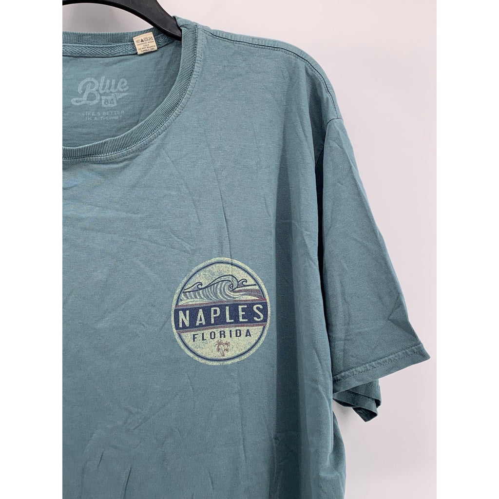 BLUE84 Men's Blue-Green Naples Florida Graphic Crewneck Cotton T-Shirt SZ L