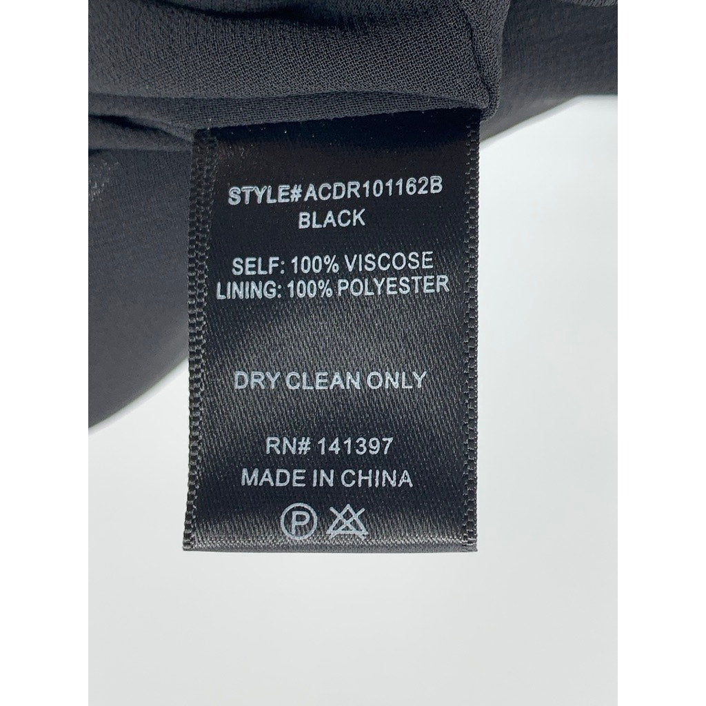 ASTR THE LABEL Women's Black Cinched V-Neck Spaghetti Strap Peony Dress SZ M
