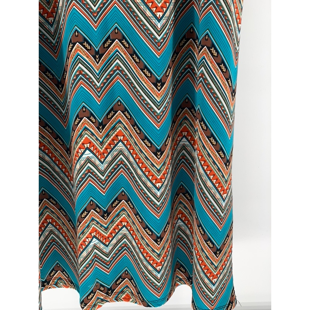 SUNNY LEIGH Women's Blue-Multi Chevron Prnt Scoop-Neck Tank Maxi Dress SZ XL
