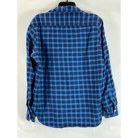 FRANK AND EILEEN Women's Blue/Black Plaid Eileen Relaxed Button-Up Shirt SZ S