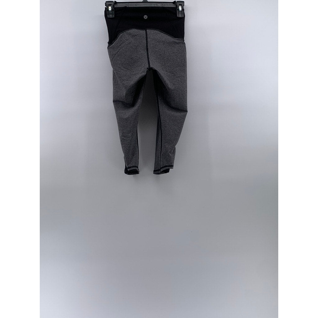 LULULEMON Women's Heather Gray-Black Train Times Mesh Cropped Leggings SZ 4
