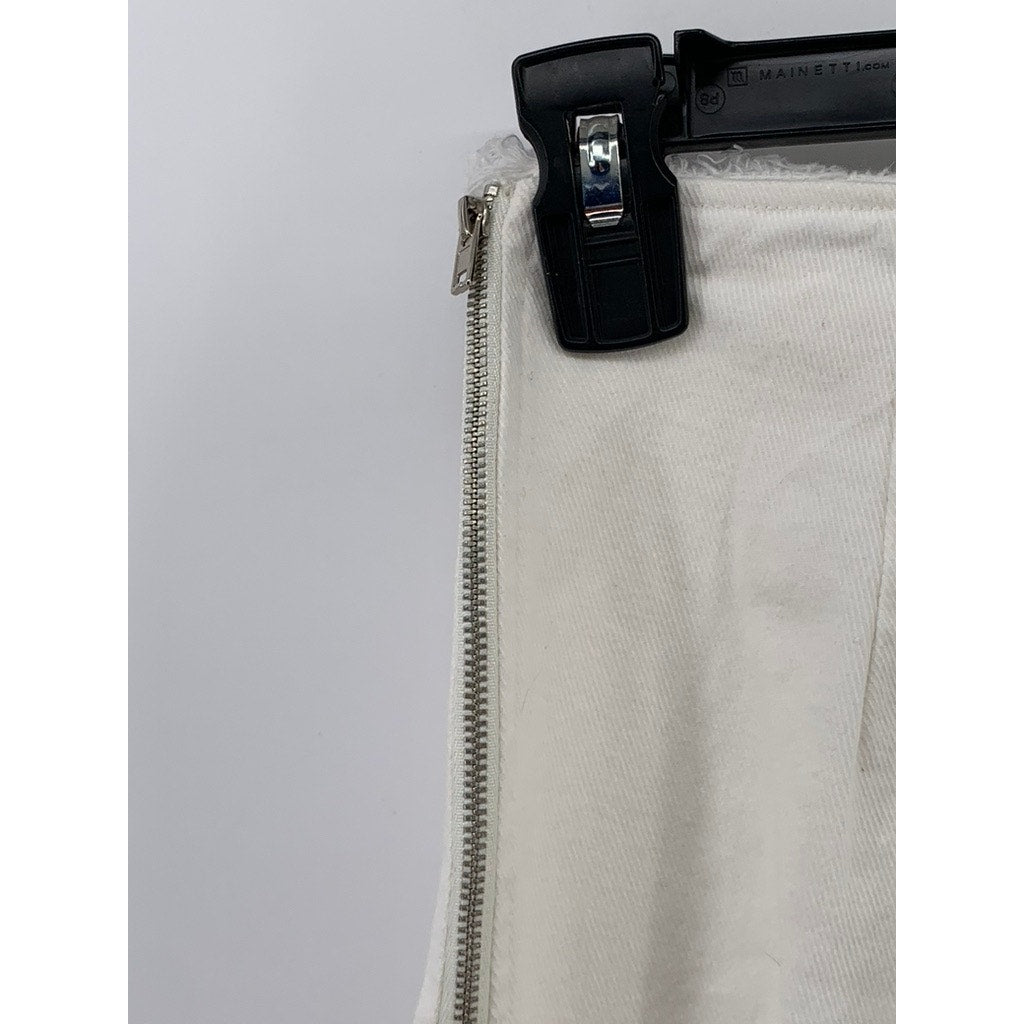 FINESSE Women's White V Frayed Cinched Waist Pull-On Flare Pants SZ XS
