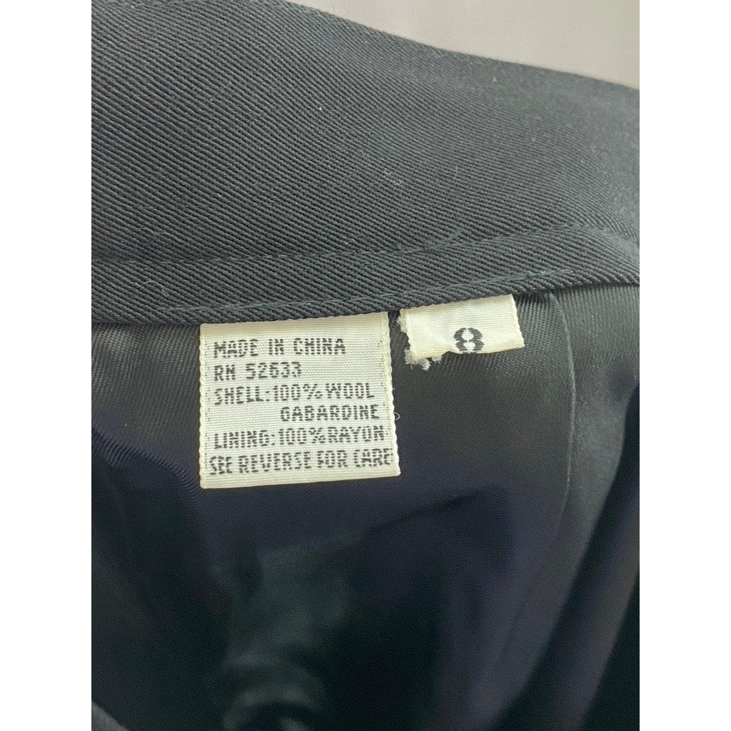 UNBRANDED Women's Black Solid Wool Straight Knee Length Skirt SZ 8
