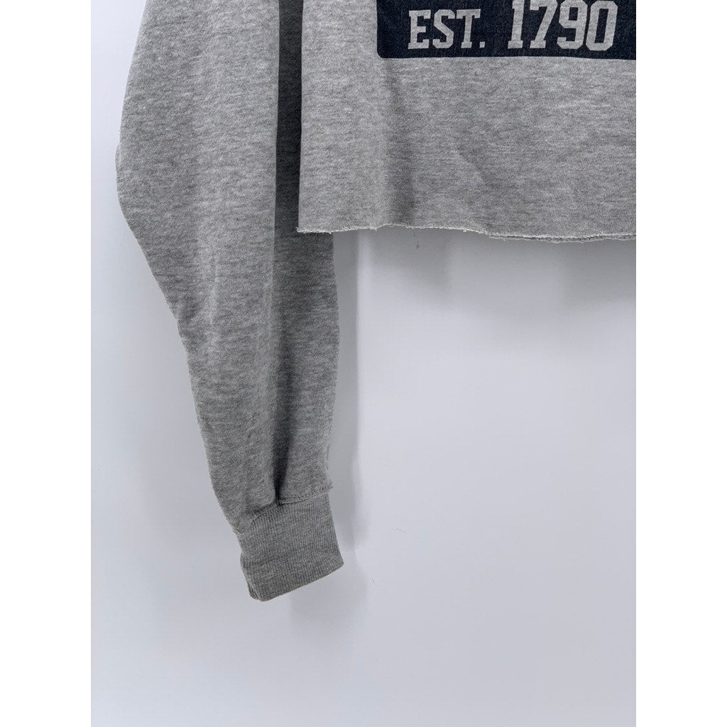 JOHN GALT Women's Heather Gray Casual Crewneck Logo Cropped Sweatshirt SZ OS