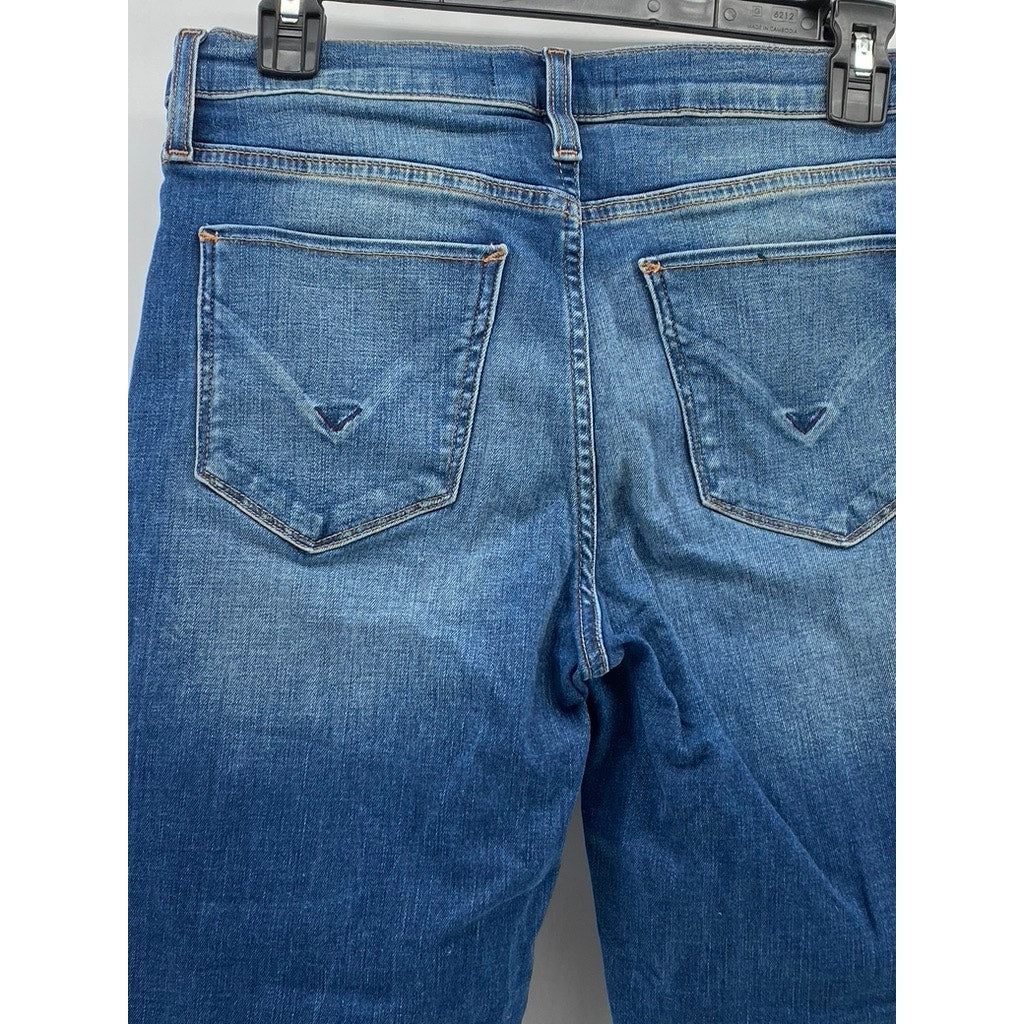 HUDSON JEANS Women's Dark Wash Blue Denim Stella Mid-Rise Cropped Jeans SZ 28