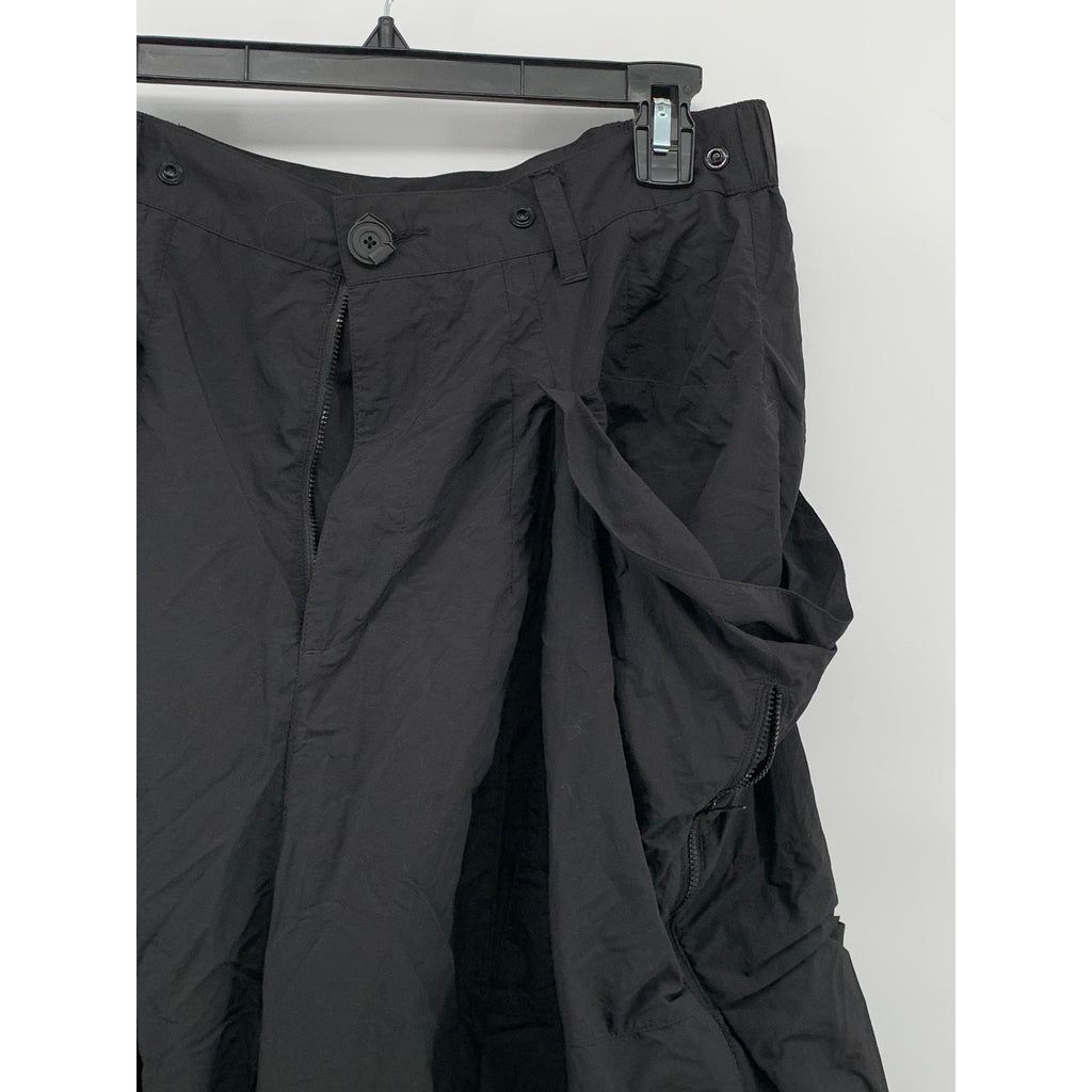 ARCHIVAL Men's Black Reinvent Ultrawide Side-Zip Belt Bag Taffeta Shorts SZ L