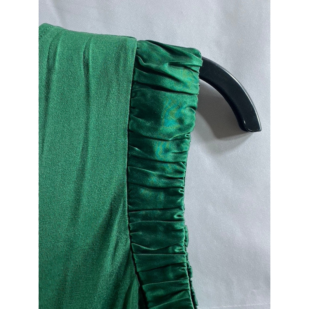 BANANA REPUBLIC Women's Green Silk Scoop-Neck Pleated Tank Top SZ M