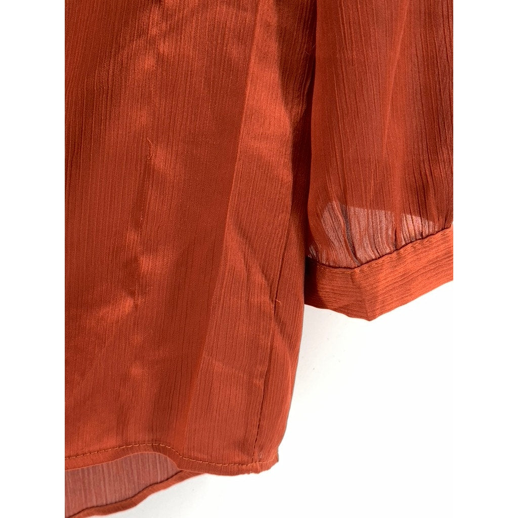 MONTEAU LOS ANGELES Women's Orange Button-Up Top SZ XL