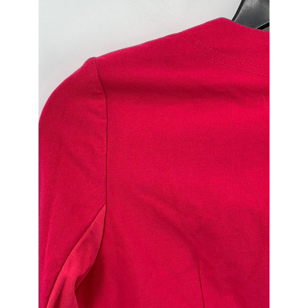 BANANA REPUBLIC Women's Fuchsia Pink Collarless Long Sleeve Zip-Up Jacket SZ S
