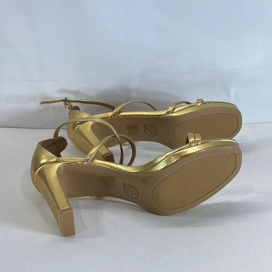 CHINESE LAUNDRY Women's Gold Metallic Taryn Strappy Square-Toe Sandals SZ 9