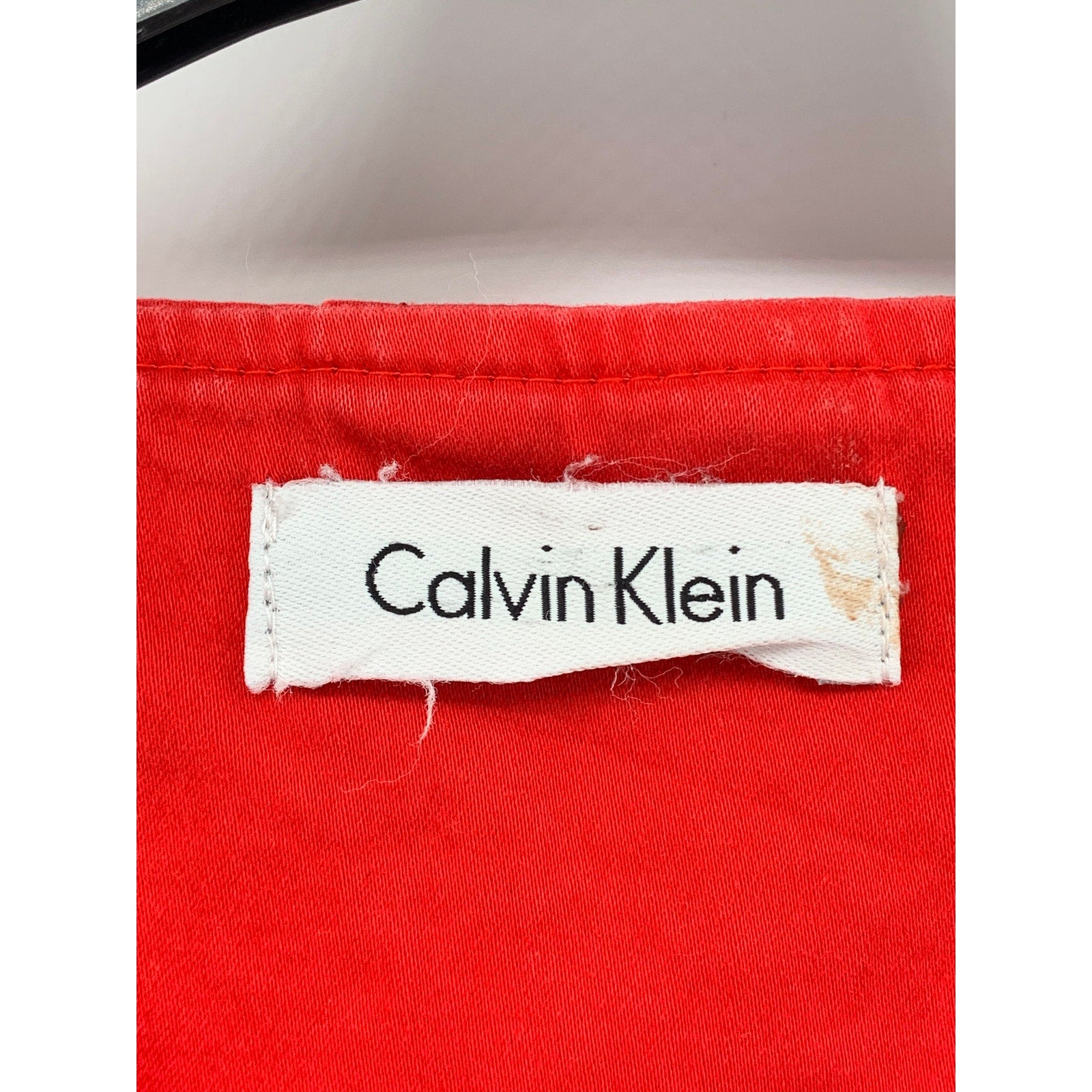 CALVIN KLEIN Women’s Red Denim Button-Up Sleeveless A-Line Midi Dress SZ S