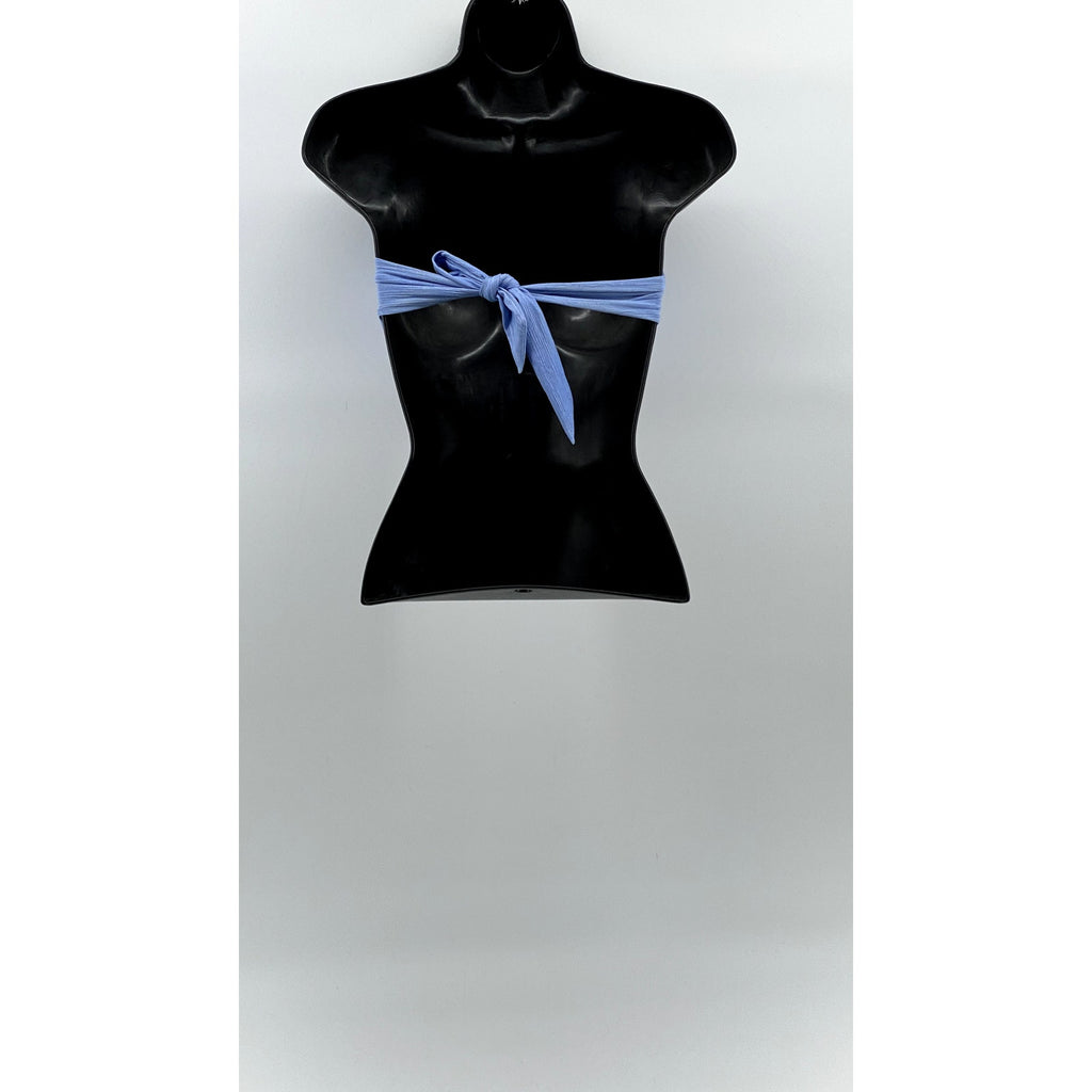 HEIDI KLEIN Women's Blue Textured Strapless Twist Front Tie-Back Bikini Top SZ 1