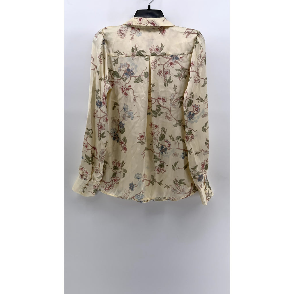 HARVER & BLAIRE LONDON Women's Cream Floral Button-Up Long Sleeve Top SZ M
