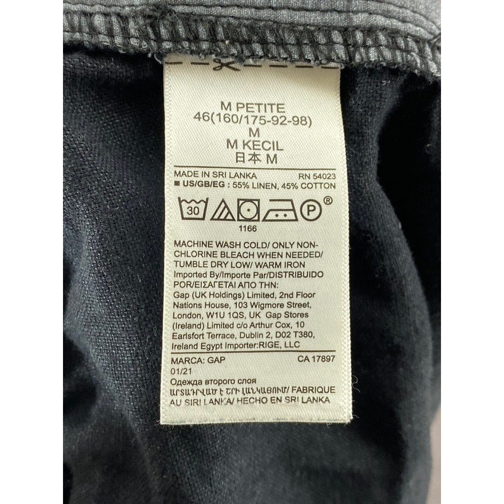 GAP Women's Petite True Black Linen-Blend High-Rise Relaxed-Fit Shorts SZ M/P