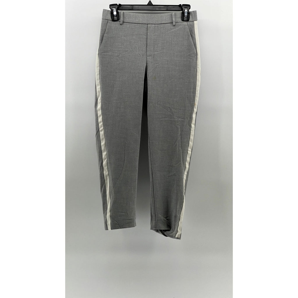ZARA TRAFALUC Women's Gray-White Side Stripe Cropped Pull-On Pant SZ XS